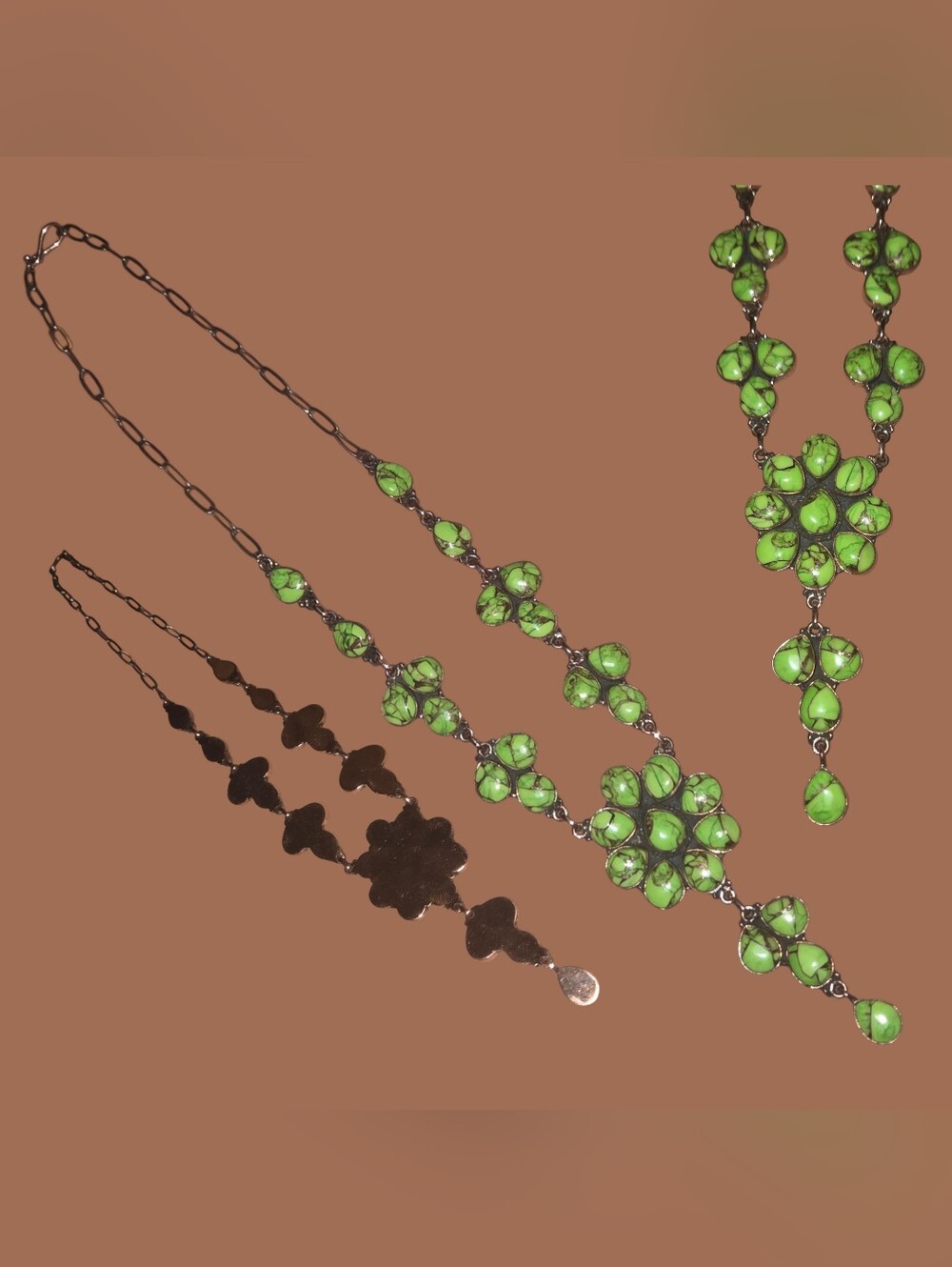 Green Dalia Copper Necklace With Paperclip Chain  NWOT